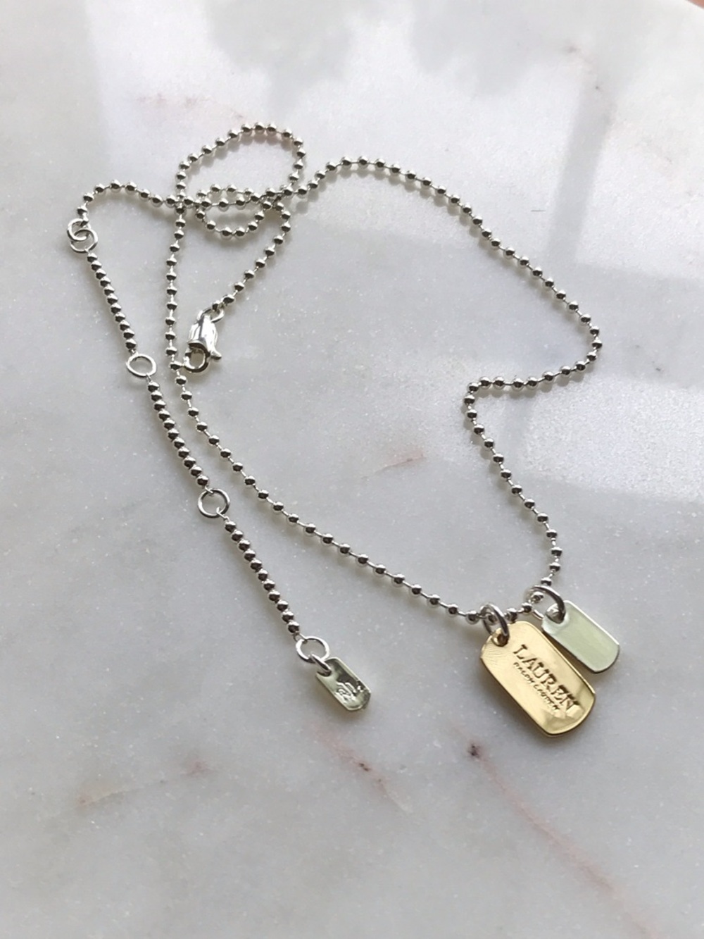 Lauren Ralph Lauren Two-Tone Tag Pendant Necklace - Gold & Silver
